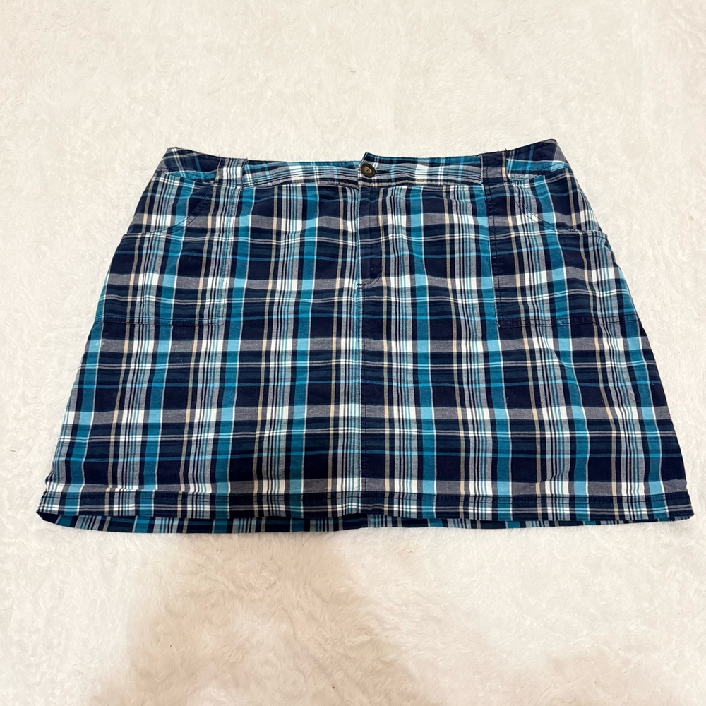 Plaid Blue Multi-Stripe Women’s Skirt- under shorts
